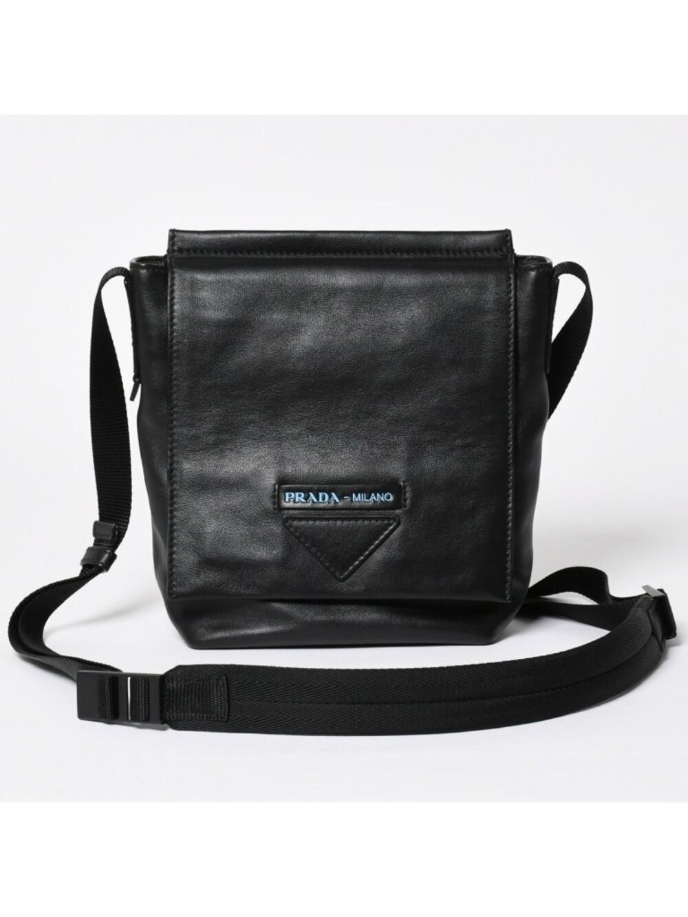 Prada Gray Trousers Concept Messenger Bag Soft Leather Black Pants